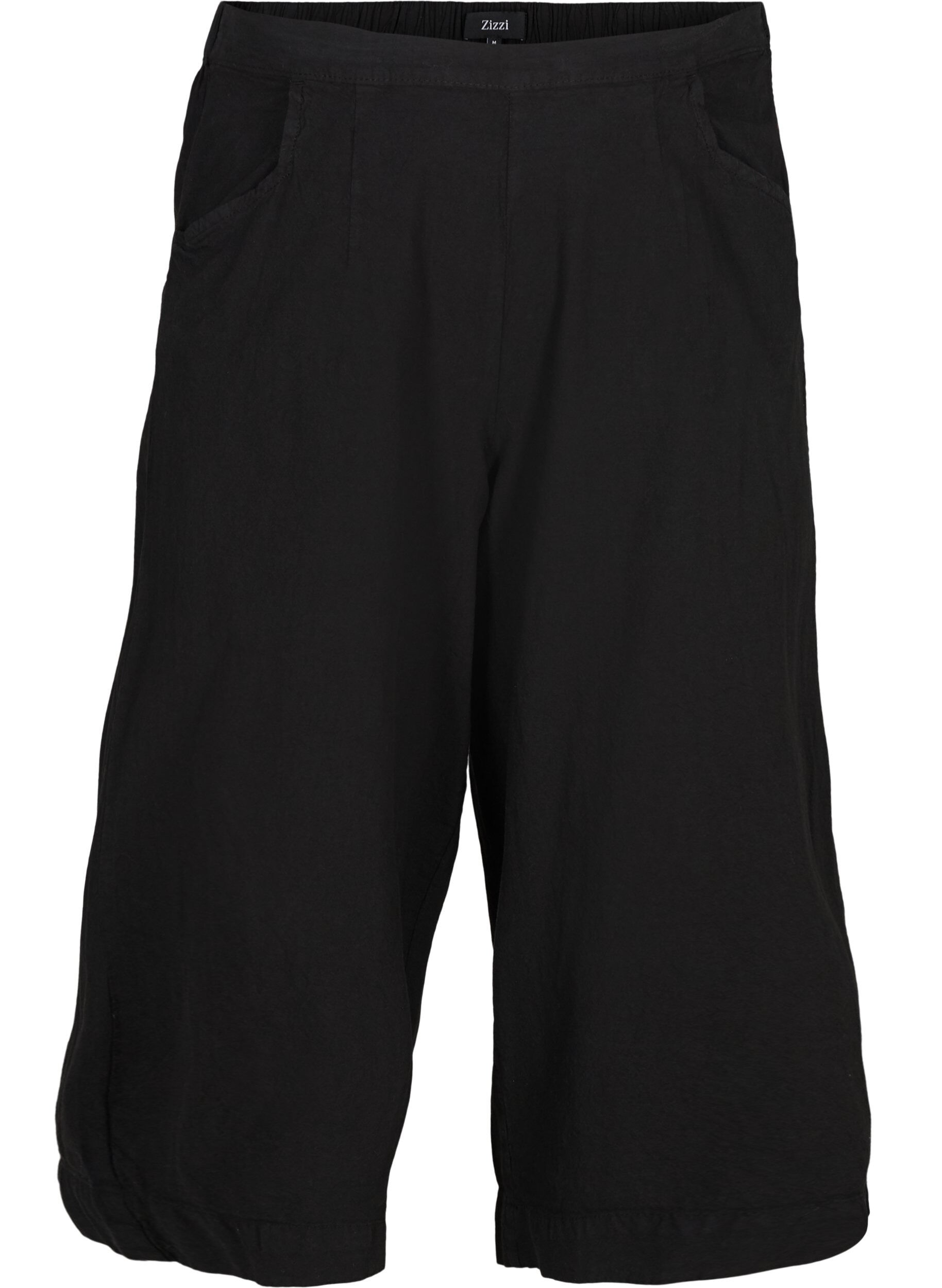 Zizzi Luzne bawelniane spodnie culotte, Black, Packshot image number 0