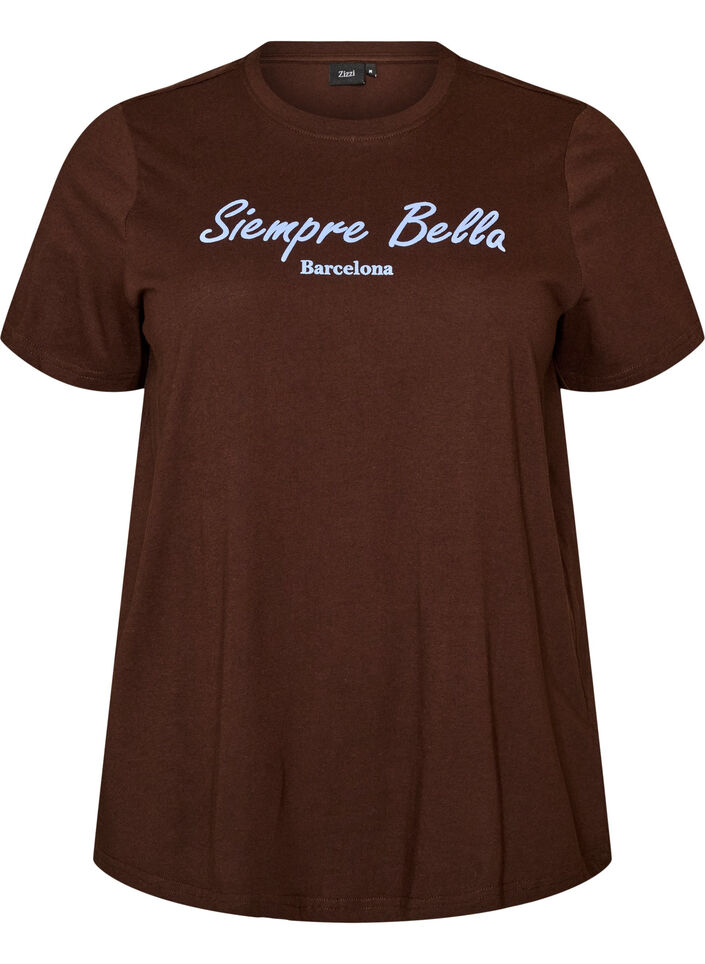 T-shirt z bawelny organicznej z nadrukiem, Brązowy, Packshot image number 0