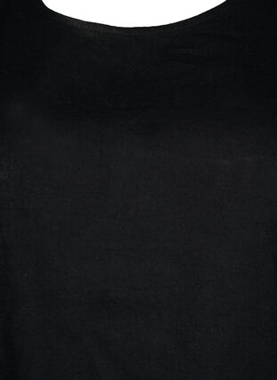 Bluzka z krótkim rekawem z mieszanki bawelny z lnem, Black, Packshot image number 2