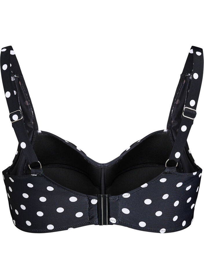 Bikinikowy top z wysci&oacute;lka i nadrukiem, Czarne, Packshot image number 1