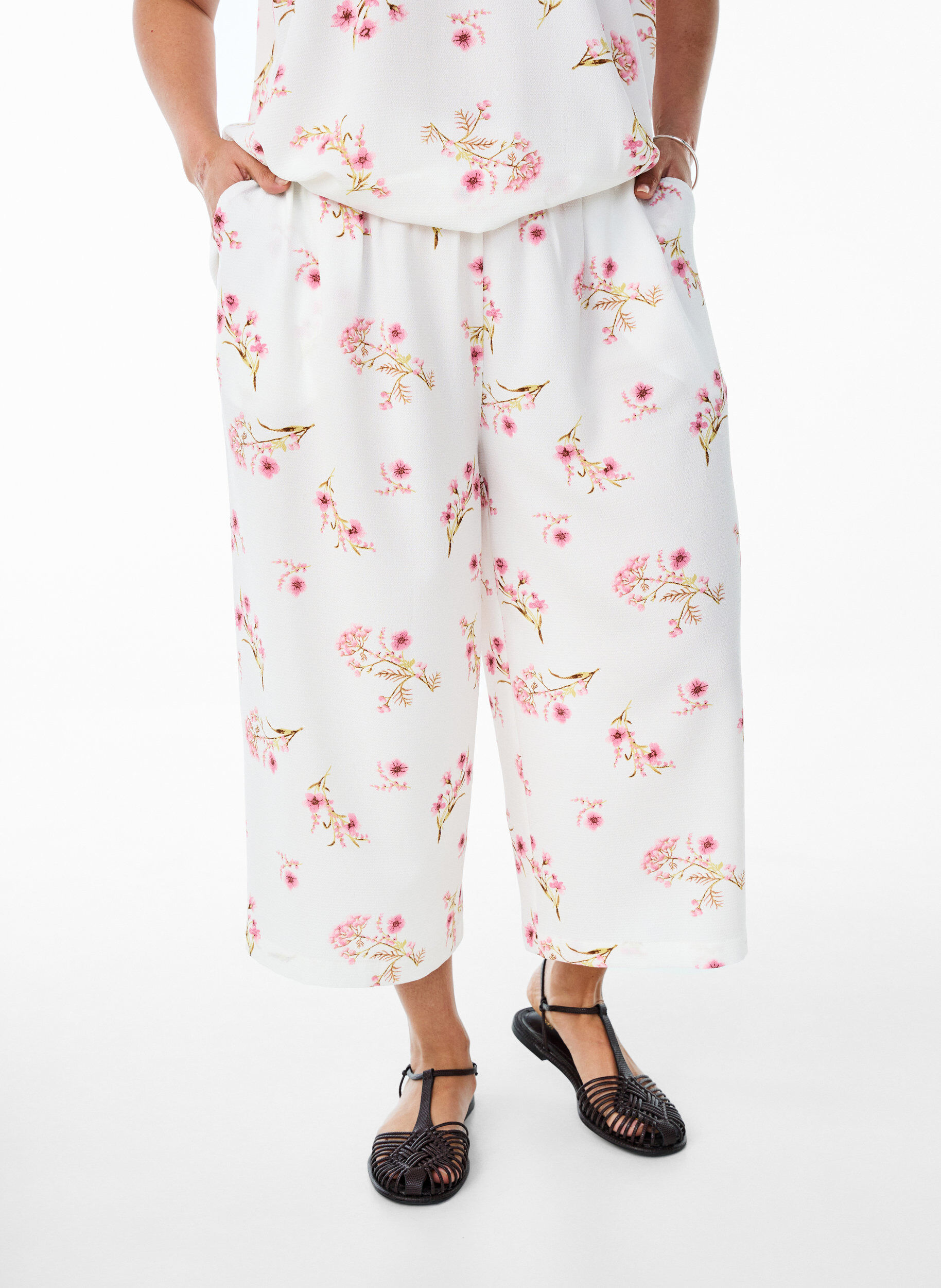 ZizziSpodnie culotte z nadrukiem, Biały, Model image number 2