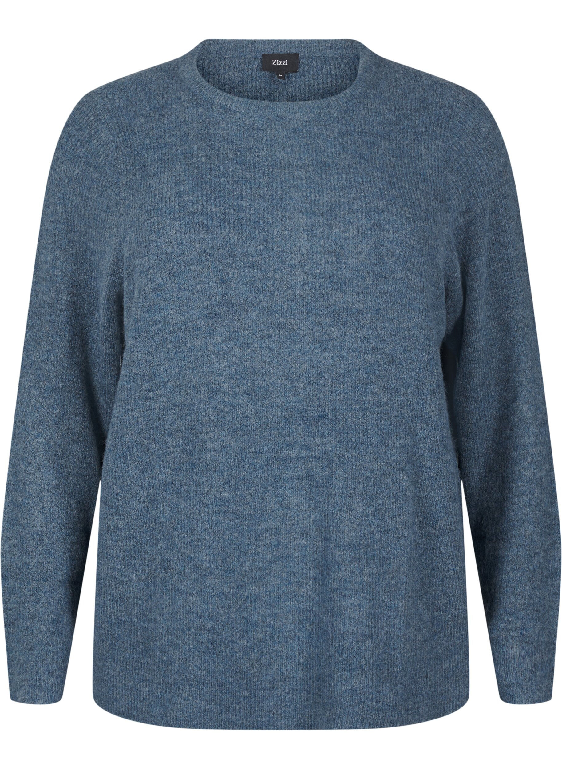 Zizzi Melanzowy sweter z okraglym dekoltem, Bering Sea Mel., Packshot image number 0