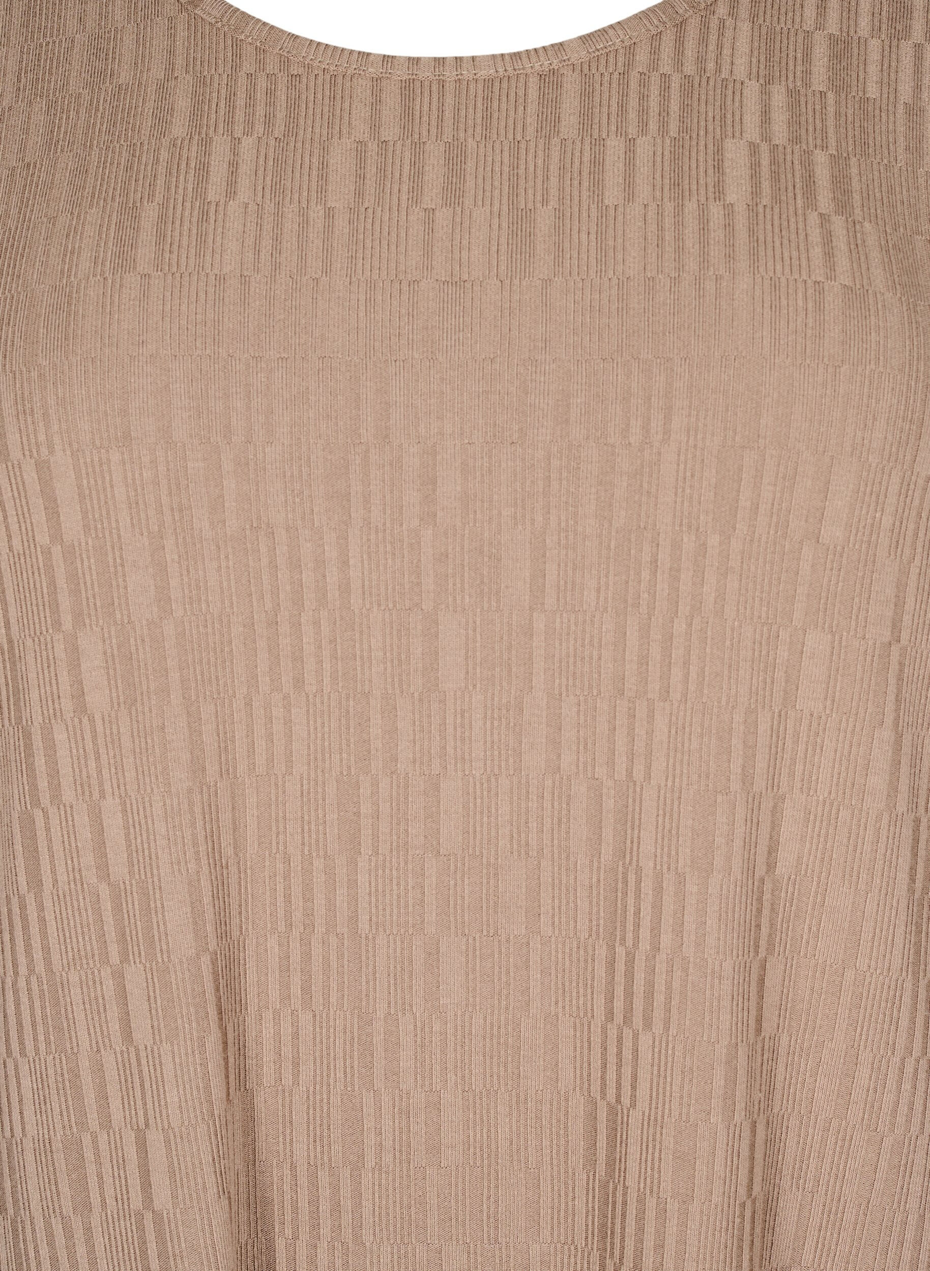 Zizzi Sukienka z faktura i rekawami 3/4, Brązowy, Packshot image number 2