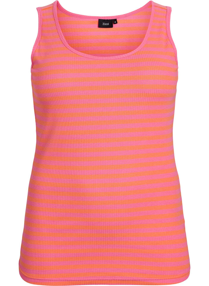 Tank top w paski o prazkowanej strukturze, Czerwony, Packshot image number 0