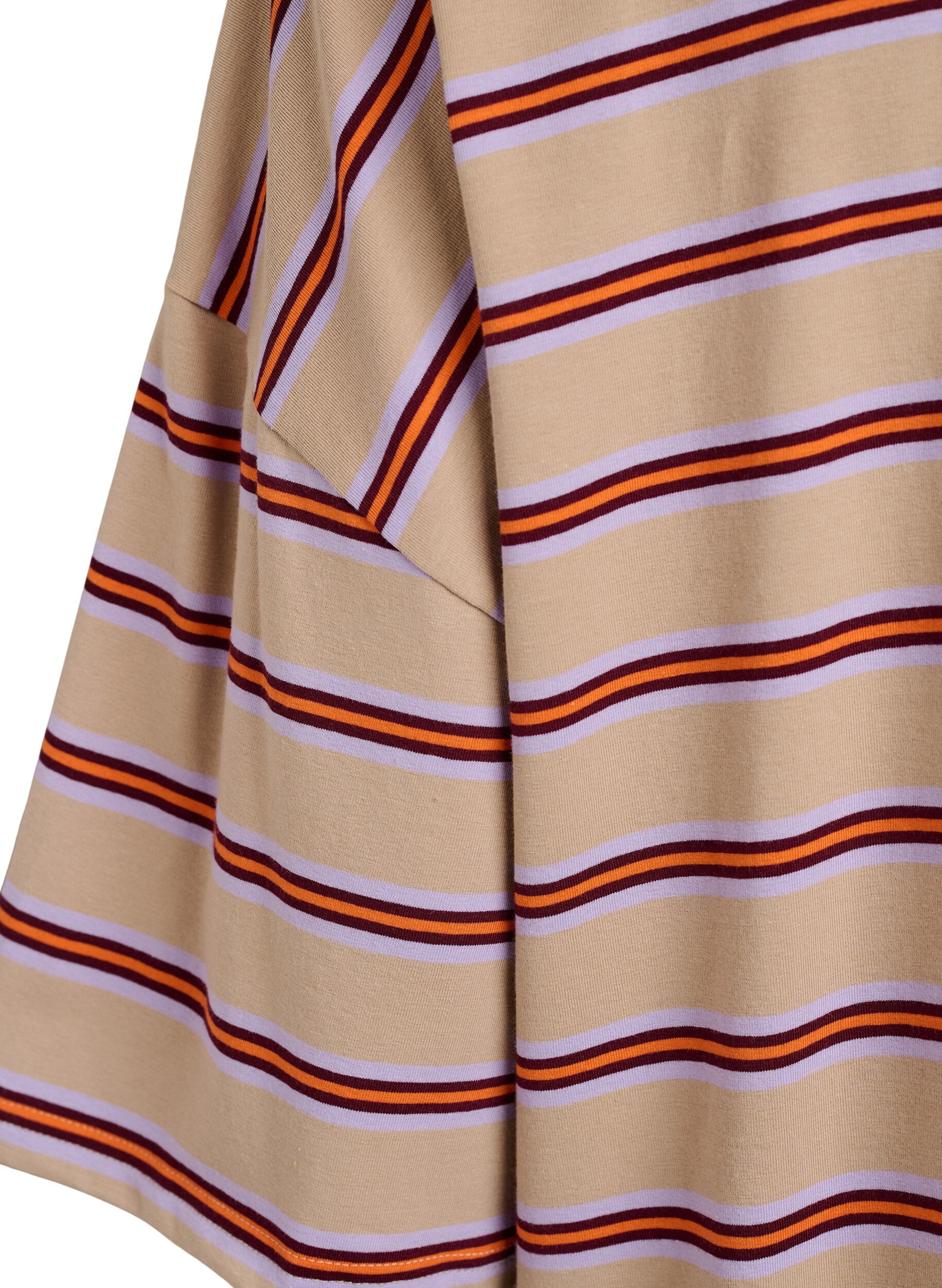 ZizziT-shirt w rozmiarze oversize z paskami i rekawami 1/2, Beżowy, Packshot image number 3