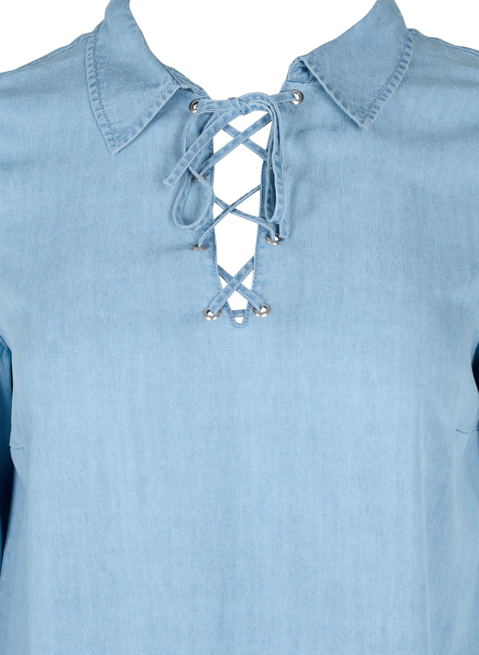Zizzi Tunic with 3/4 sleeves, Light blue denim, Packshot image number 2