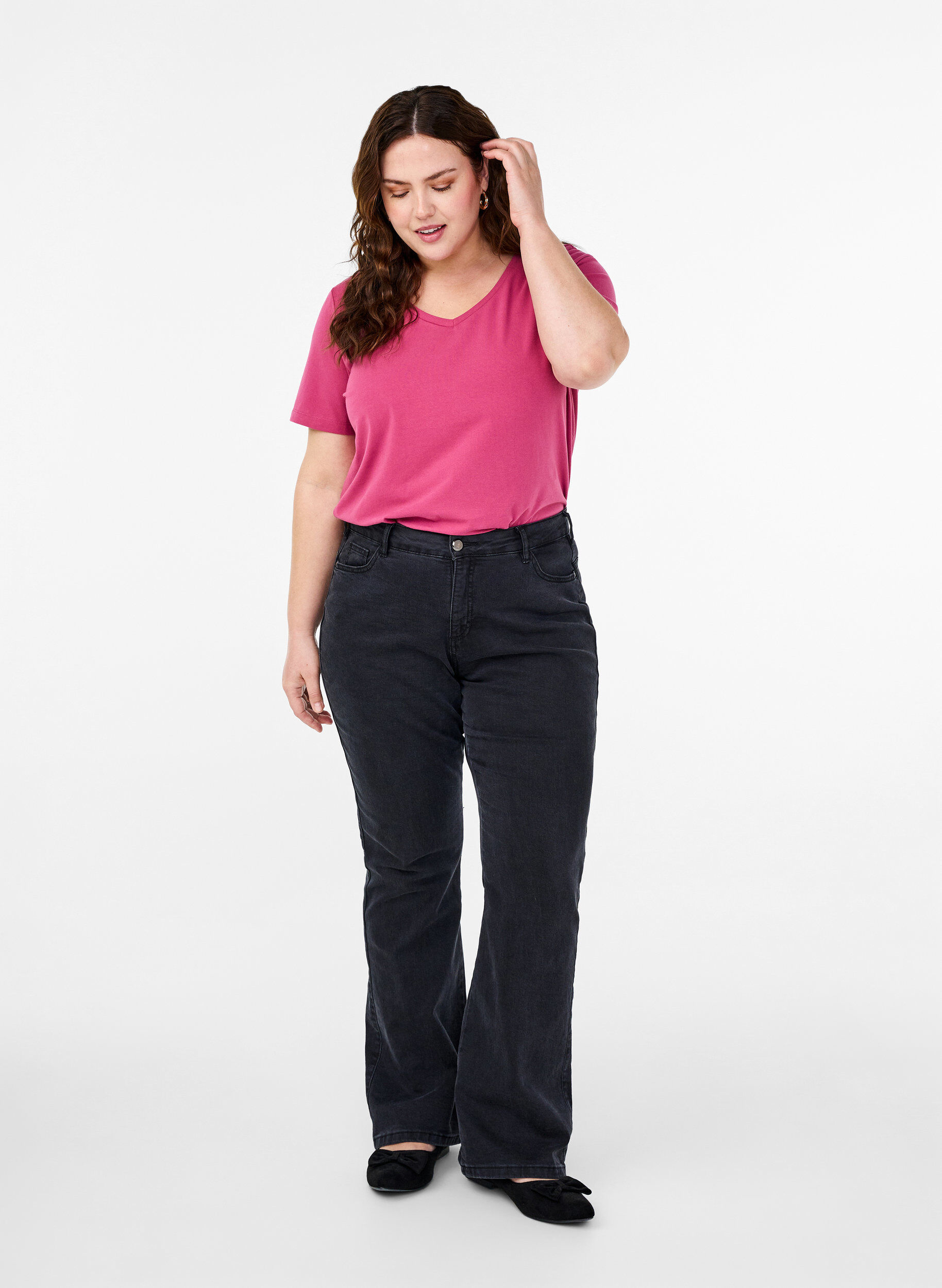 Zizzi Bawelniana koszulka w jednolitym kolorze, Czerwony, Model image number 1